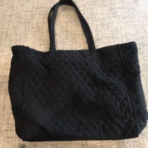 Vera Bradley black quilted  micro fiber tote bag.